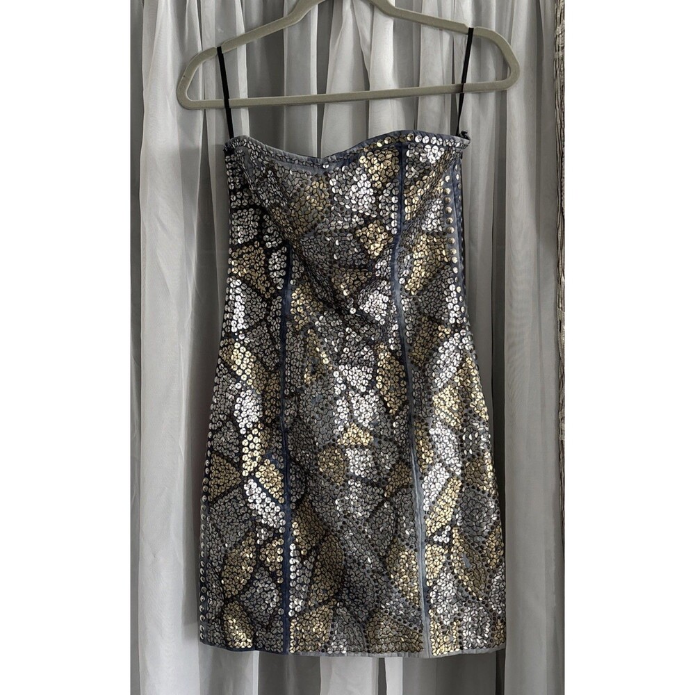 Vtg Y2K  Cecilia DeBucourt Jean Sequined Side Studded Mini Sleeveless Dress M
